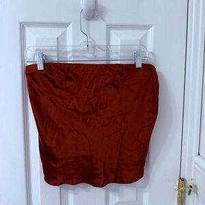 Reformation Orange/Red Silk Tube Top